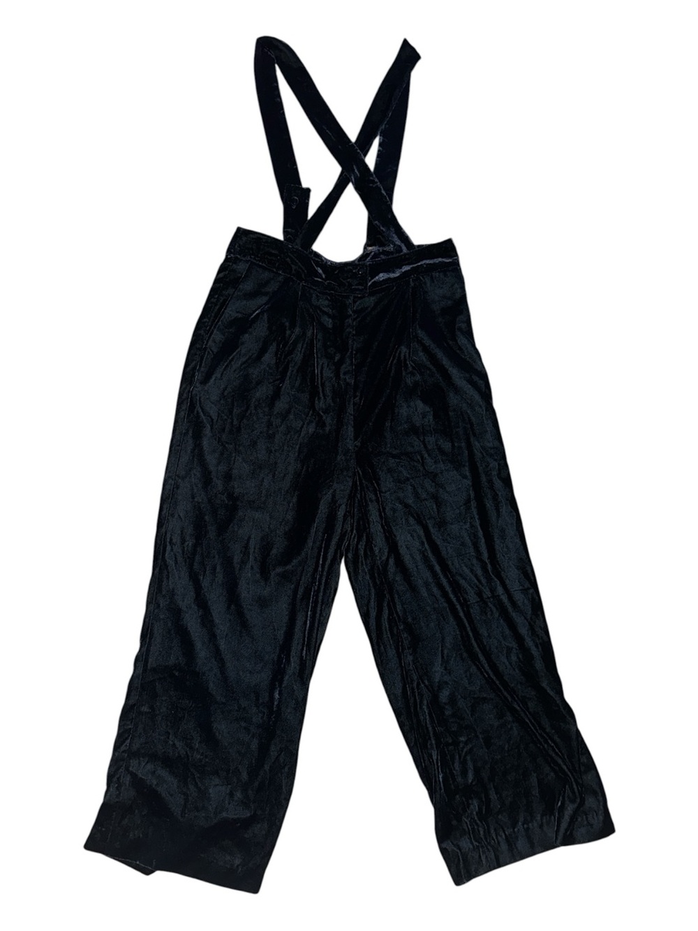 Frank And Oak Medium Dark Navy Blue Velvet Jumpsuit Overalls Pants Wide Leg